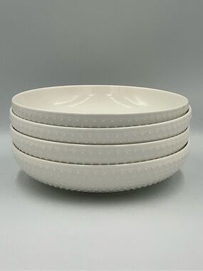 Red Series White Shallow Pasta/Soup Bowls by Red Co- Set of 4